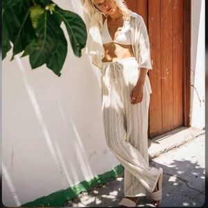 Billabong Cream Knit Largo Beach Coverup Pant! NWOT - Size M